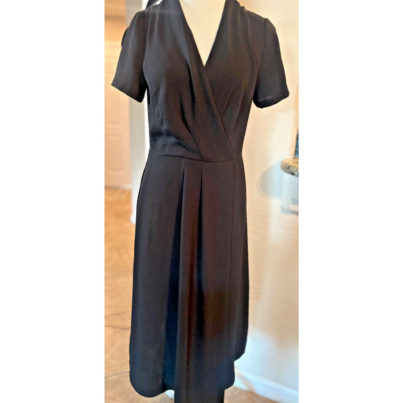 Calvin Klein Black Midi V-Neck Dress Size 6 - Picture 1 of 5
